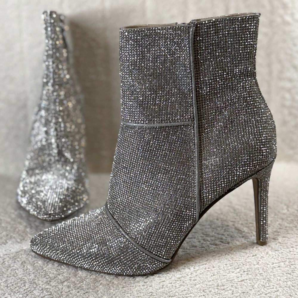 Steve Madden Winona Rhinestone Mid-Calf Heeled Bootie